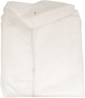 Disposable Coveralls: Size 5X-Large, 1.6 oz, SMS, Zipper Closure