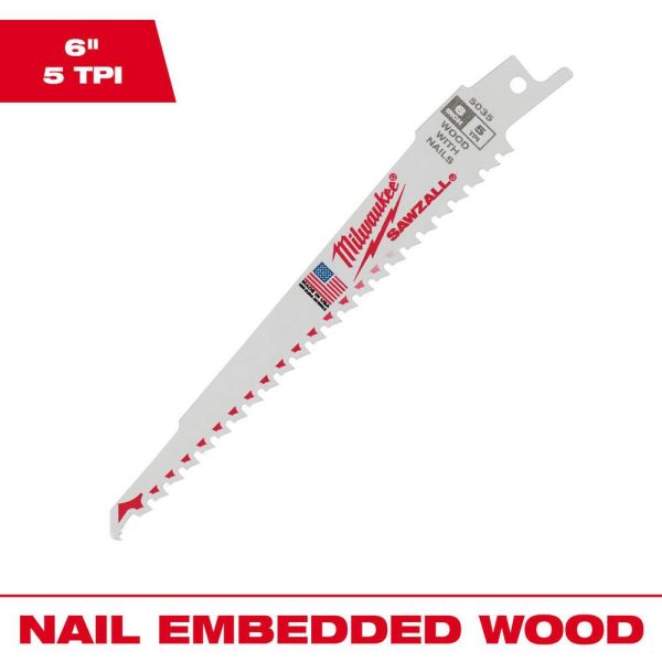 Reciprocating Saw Blades; Blade Material: High Speed Steel ; Blade Length (Inch): 6 ; Blade Width (Inch): 3/4 ; Teeth Per Inch: 5 ; Blade Thickness (Decimal Inch): 0.0500 ; Profile Shape: Straight