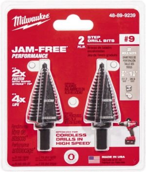 Step Drill Bits: 7/8" to 1-1/8" Hole Dia, High Speed Steel, 2 Hole Sizes