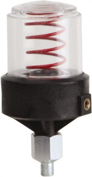2 Ounce Reservoir Capacity, 1/8 NPT Thread, Polycarbonate, Spring-Loaded, Grease Cup and Lubricator