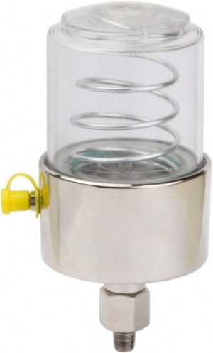 6 Ounce Reservoir Capacity, 1/8 NPT Thread, Polycarbonate, Spring-Loaded, Grease Cup and Lubricator