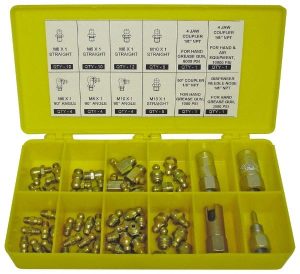 60 Piece, Metric, Box Plastic Steel Grease Fitting Set