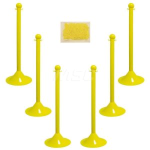 Pedestrian Barrier Kits; Chain Material: Plastic ; Post Material: Plastic ; Surface Pattern: Solid Color ; Chain Color: Yellow ; Post Color: Yellow ; Chain Trade Size: 8