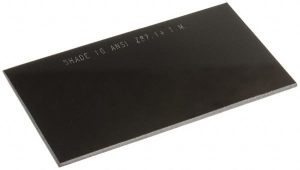 4-19/64" Wide x 2-23/64" High, Lens Shade 10, Hardened Glass Fixed Shade Lens