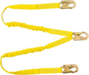 6' Long, 350 Lb Capacity, 2 Leg Locking Snap Hook Harness Shock Absorbing Lanyard