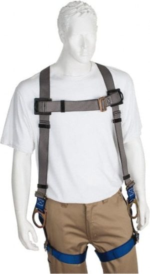 Fall Protection Harnesses: 350 Lb, Back and Side D-Rings Style, Size 2X-Large, Polyester