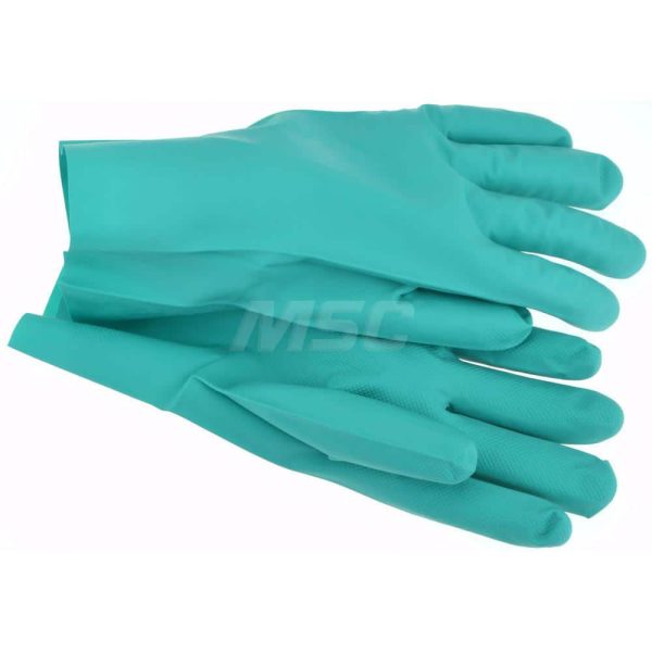 Chemical Resistant Gloves: 2X-Large, 11 mil Thick, Nitrile, Unsupported