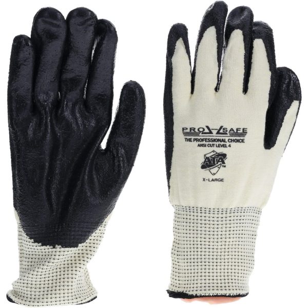 Cut, Puncture & Abrasive-Resistant Gloves: Size XL, ANSI Cut A4, ANSI Puncture 2, Nitrile, Kevlar