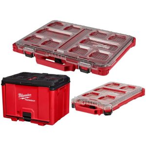 Small Parts Boxes & Organizers; Product Type: Organizer ; Lock Type: Latch ; Width (Inch): 16-3/8 ; Depth (Inch): 19-49/64 ; Number of Dividers: 10 ; Height (Inch): 2-33/64