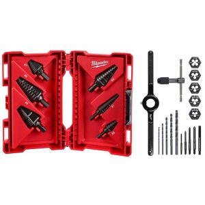 Drill Bit Sets; Drill Bit Set Type: Step Drill Bits ; Number of Pieces: 17; 6 ; Tool Material: High-Speed Steel ; Minimum Drill Bit Size (Inch): 1/8 ; Maximum Drill Bit Size (Inch): 1-1/8 ; Coating/Finish: Oxide