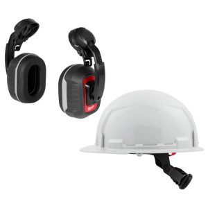 Earmuffs; Earmuff Type: Hard Hat Mounted ; Band Position: Hard Hat Cap Mounted ; Cushioned or Padded Headband: No ; Cup Color: Black ; Cup Material: Plastic ; Cushion Material: Foam