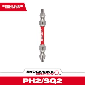 Specialty Screwdriver Bits; Style: Impact Power Bit ; End Type: Double End ; Drive Size: 1/4 (Inch); Point Size: PH2/SQ2 ; Overall Length (Decimal Inch): 2.0000 ; Material: Alloy Steel