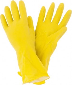 Chemical Resistant Gloves: Medium, 16 mil Thick, Latex, Unsupported
