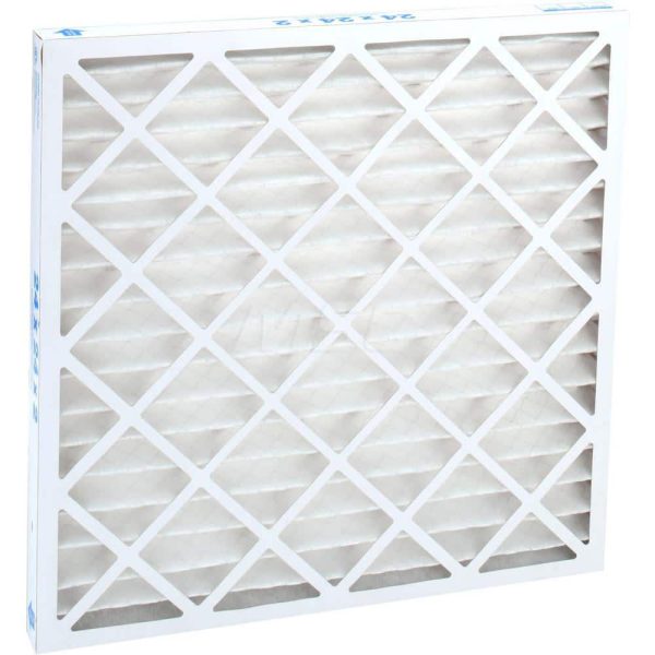 Pleated Air Filter: 24 x 24 x 2", MERV 8, 35% Efficiency, Wire-Backed Pleated