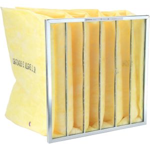 Bag Air Filter: MERV 8, 22" Deep, 24" Wide, 24" High, Fiberglass