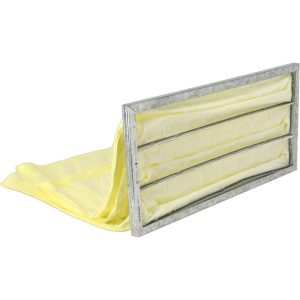 Bag Air Filter: MERV 15, 22" Deep, 12" Wide, 24" High, Synthetic