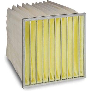 Bag Air Filter: MERV 15, 22" Deep, 24" Wide, 24" High, Synthetic