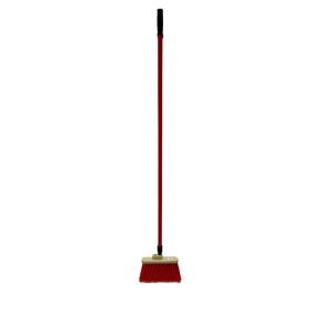 12" Wide, Red Polypropylene Bristles, 46-1/2" Vinyl-Coated Metal Handle, Angled Broom