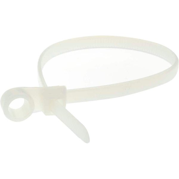 Cable Tie: 8" Long, Natural, Nylon, Mountable