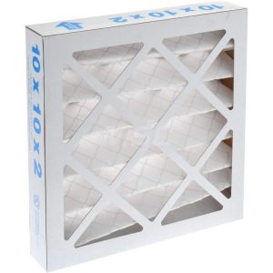 Pleated Air Filter: 10 x 10 x 2", MERV 8, 35% Efficiency, Wire-Backed Pleated