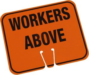12-1/2" Wide x 10-1/2" High ABS Plastic Traffic Cone Sign - Workers Above