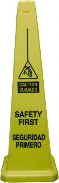 Floor May Be Slippery, 12" Wide x 36" High, Polyethylene Cone Floor Sign