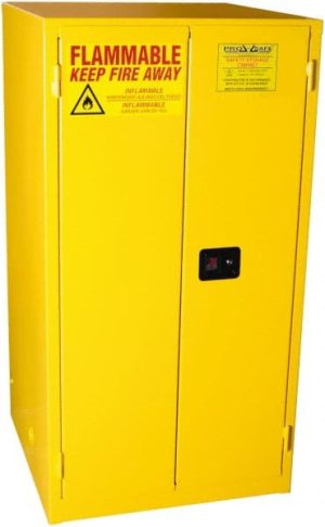 Flammable & Hazardous Storage Cabinets: 60 gal Drum, 2 Door, 2 Shelf, Manual Closing, Yellow