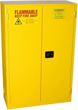 Flammable & Hazardous Storage Cabinets: 45 gal Drum, 2 Door, 2 Shelf, Manual Closing, Yellow