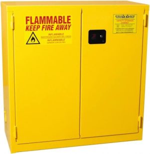 Flammable & Hazardous Storage Cabinets: 30 gal Drum, 2 Door, 1 Shelf, Manual Closing, Yellow