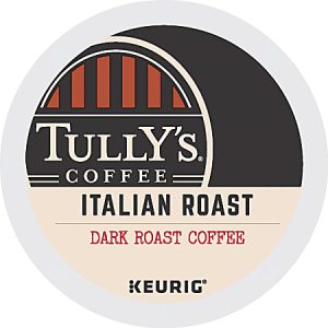 Tully's Coffee Single-Serve Coffee K-Cup Pods, Italian Roast, Carton Of 24