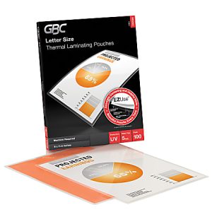 GBC EZUse Thermal Laminating Pouches, Letter Size, 5 Mil, 11 1/2" x 9", Clear, Pack Of 100