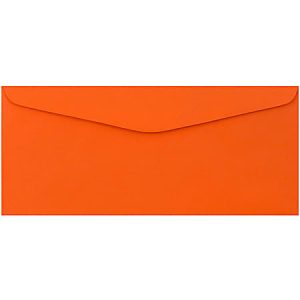 JAM Paper Booklet Envelopes, #9, Gummed Seal, Orange, Pack Of 50