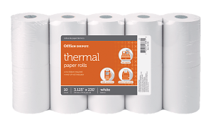 Office Depot® Brand Thermal Paper Rolls, 3-1/8" x 230', White, Pack Of 10