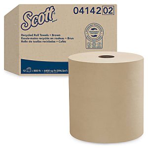 Scott Essential Hard Roll 1-Ply Paper Towels, 100% Recycled, Brown, 800' Per Roll, Pack Of 12 Rolls