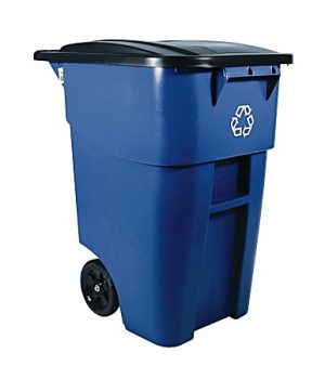 Rubbermaid Square Brute Big Wheel Container, 50 Gallons, Blue