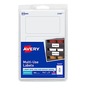 Avery Removable Labels, 5440, Rectangle, 1-1/2" x 3", White, Pack Of 150