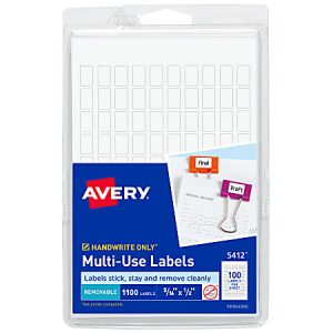 Avery Removable Multipurpose Labels, 5412, 5/16" x 1/2", White, Pack Of 1,100