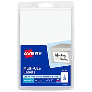 Avery Removable Labels, 5454, Rectangle, 4" x 6", White, Pack Of 40