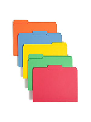 Smead Color File Folders, With Reinforced Tabs, Letter Size, 1/3 Cut, Assorted Colors, Box Of 100