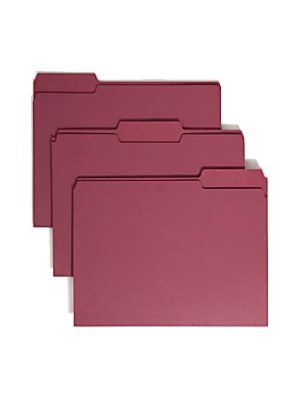 Smead Color File Folders, Letter Size, 1/3 Cut, Maroon, Box Of 100