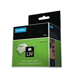 DYMO LabelWriter Address Labels, 30320, 1" Core, 1.13" x 3.5", White, 260 Per Roll, Box Of 2 Rolls