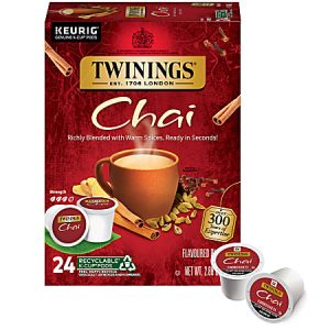 Twinings of London Chai Tea Single-Serve K-Cup Pods, 0.11 Oz, Box Of 24
