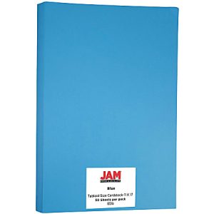 JAM Paper Cover Card Stock, 11" x 17", 65 Lb, 30% Recycled, Blue, Pack Of 50 Sheets