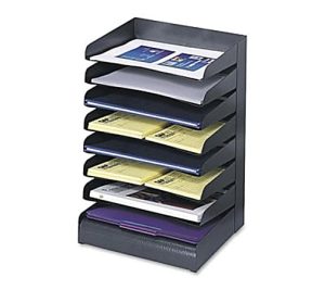 Safco Steel Desk Tray Sorter, 8 Shelf, 17 3/4"H x 12"W x 9 1/2"D, Black
