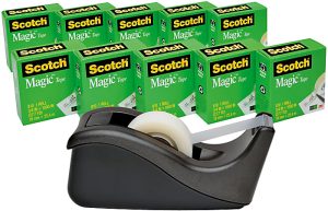 Scotch® Magic™ Invisible Tape 810 With C-60 Dispenser, 3/4" x 1,000", Pack Of 10 Rolls