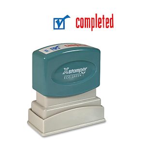 Xstamper Pre-Inked, Re-Inkable Two-Color Title Stamp, "Completed"