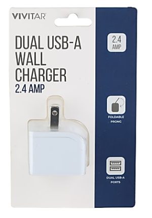 Vivitar Dual USB-A Wall Charger, White, NIL6002-WHT-STK-24