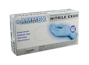 Ammex Professional Disposable Powder-Free Nitrile Exam-Grade Gloves, Small, Blue, Box Of 100 Gloves