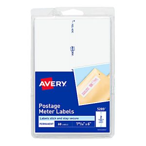 Avery® Postage Meter Labels For Personal Post Office® E700, 5289, 1 3/16" x 6", White, Pack Of 60