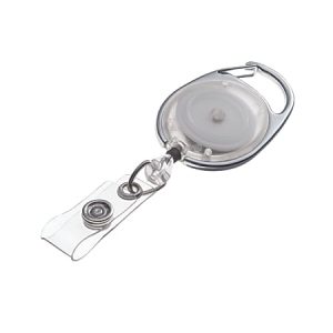 Swingline GBC Translucent Retractable Carabiner Badge Reels, Clear, Pack Of 25